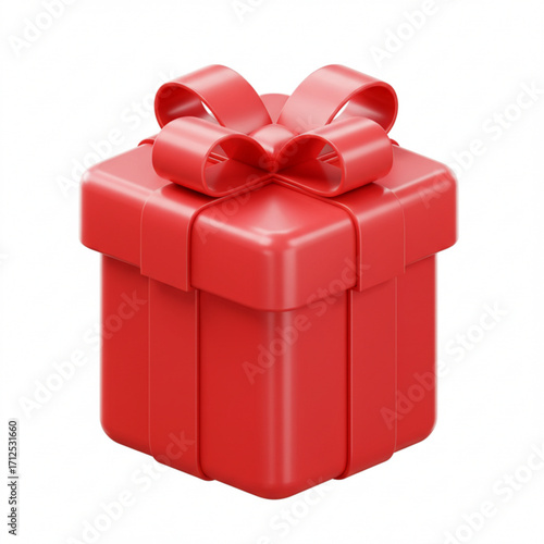 3d illustration of red gift box with ribbon bow