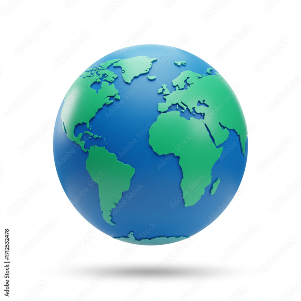 Naklejka premium 3d illustration of 3d globe with continents and oceans