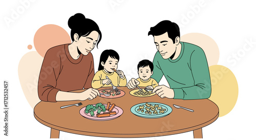 Family Dining Together Sharing a Meal and Cherishing Quality Time at the Table
