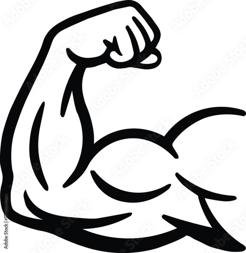 Powerful bicep flexing arm symbol for strength fitness and athleticism