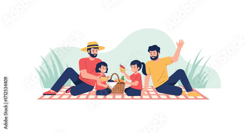 Family Picnic In The Park: Joyful Moments, Sunshine, And Delicious Food