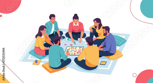 Friends Enjoying Game Night Playing Board Game Together And Having Fun