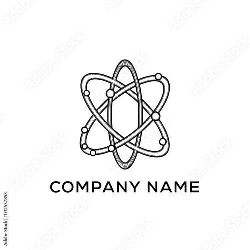 Atom Model Logo Design for Science and Technology Companies.