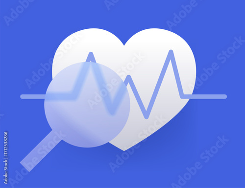 Heart care medicine icon on blue. Cardiology service symbol