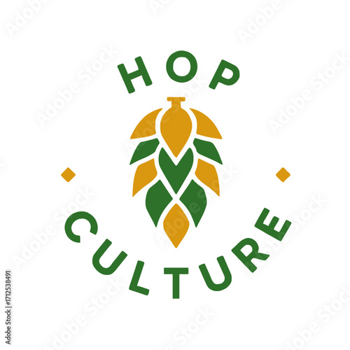 Vibrant hop culture logo design for brewery branding and craft beer marketing campaigns