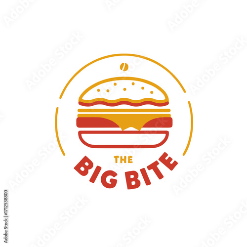 Bold, modern burger logo design for "The Big Bite" restaurant and food brand
