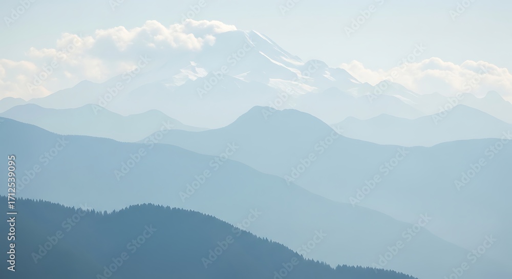 Obraz premium Misty Mountain Range Landscape.