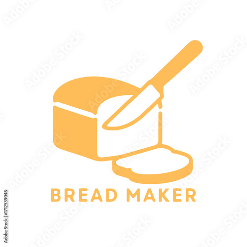 Freshly baked bread loaf with knife slicing, inviting aroma and delicious taste for breakfast
