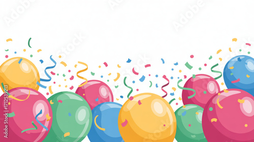 Colorful party balloons and confetti vector illustration for birthday celebration and festive occasions design 100