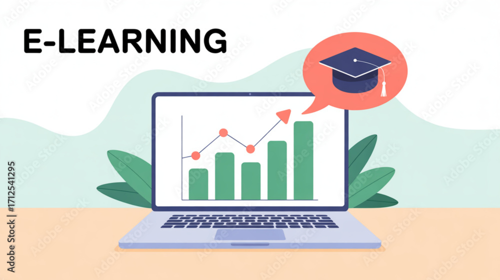 Fototapeta premium E learning online courses and training programs for professional development and career advancement now available