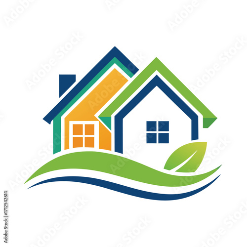 Modern real estate house icon logo design for property business branding
