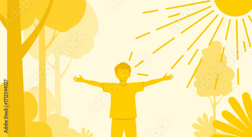 Embracing Sunlight And Nature While Feeling Joyous And Alive In A Serene Yellow Scene