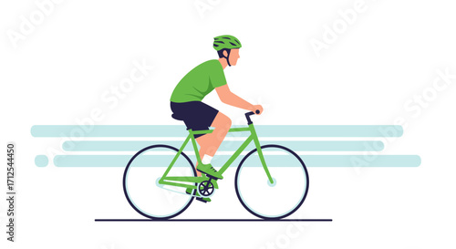 Cyclist In Motion, Cycling Illustration Representing Active Lifestyles And Outdoor Activities