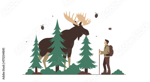 Encountering Majestic Moose In The Wilderness During An Adventurous Hiking Journey