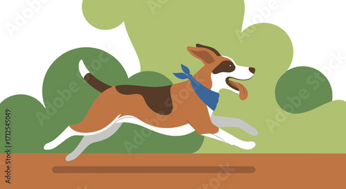 Energetic Canine Animated Amidst Greenery And Expressing Joyful Activity Outdoors