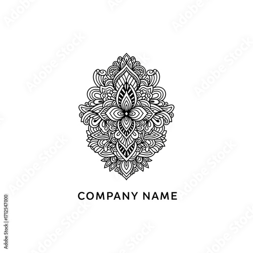Intricate Mandala Design with Floral and Geometric Elements for Branding.