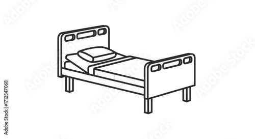 Illustration of a hospital bed, showcasing its design and functionality in a medical setting, perfect for healthcare related projects