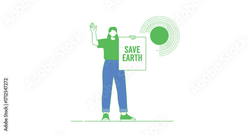 Environmental Activist Displaying Sign Advocating for Conservation and Earth Preservation Concept