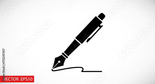Fountain pen icon drawing a line symbol of writing, education, and creativity for graphic design and web development projects