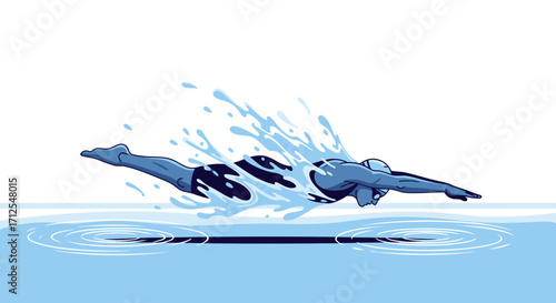 Dynamic Swimmer In The Midst Of Action Depicted With Energy And Movement