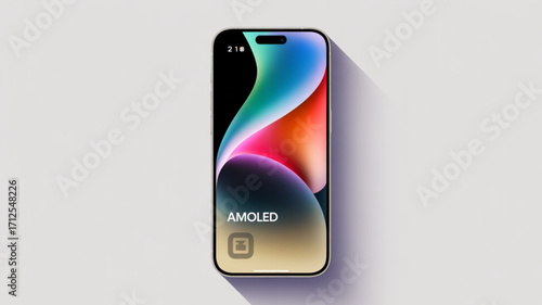 Amoled display smartphone mockup with colorful screen and modern design for ui ux app presentation use case