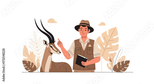 Expert Witnessed Gazelle Portrait Illustration, Educating Public, Conservation Efforts Depicted