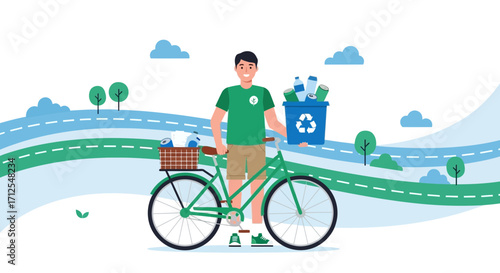 Eco-Conscious Courier Cycles With Recyclables Along Scenic Eco-Friendly Pathways