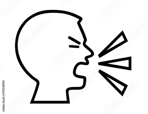 Voice of change symbol, speaking shouting person icon for protest, rally and public expression