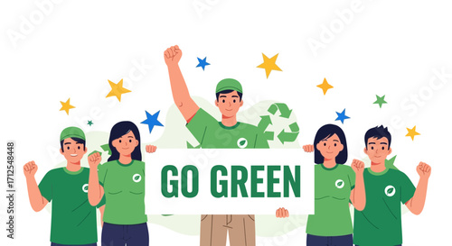 Eco-conscious Team Promoting Environmentalism and Sustainability with Enthusiastic Solidarity