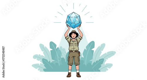 Explorer Celebrates A Grand Discovery Of A Sparkling Crystal Treasure With Joy and Light