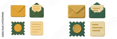 Colorful envelopes and stationery with modern design for digital communication and invitations