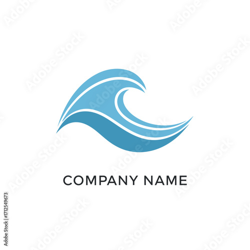 Stylized Blue Wave Logo Design for Water-Related Business Branding.