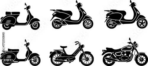 Scooter motorcycle , Scooter , Scooter motorcycle silhouette, Scooter silhouette, Old Scooter silhouette, Classic scooter silhouette, Scooter clipart