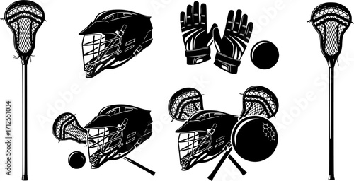 Lacrosse equipment silhouettes, Lacrosse silhouettes, Lacrosse bundle silhouettes, Lacrosse stick silhouettes, Lacrosse , Lacrosse clipart set