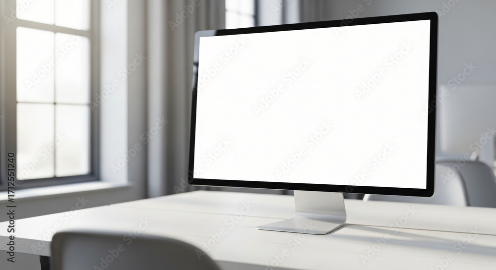 Fototapeta premium Desktop Monitor on Desk Mockup 1