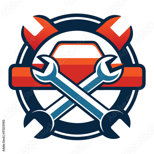 Modern automotive car repair wrench icon logo design for mechanic services and auto shops
