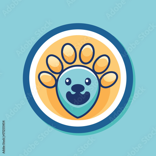 Cute paw print logo design for pet care and veterinary services