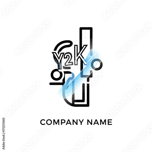 Y2K logo design with a modern and abstract aesthetic, suitable for a company brand.