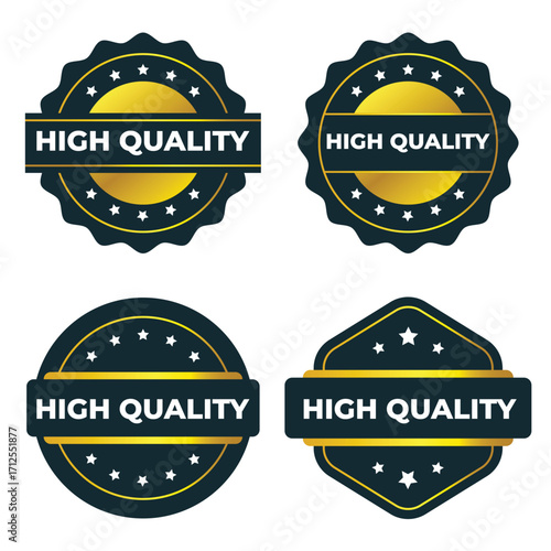 High Quality Badge Labels. Gold Premium Guarantee Seals  Vector Graphics for Branding