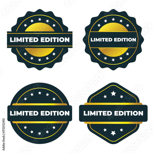 Limited Edition Badges. Gold and Dark Blue Luxury Labels  Tags  and Vector Graphics for Branding