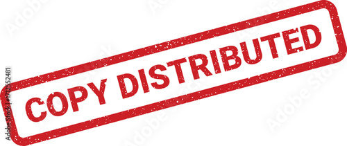 Copy Distributed text in worn rubber stamp effect, ideal for legal and intellectual property documentation