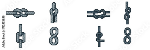 Various knot illustrations demonstrating different techniques and styles for practical use in outdoor activities
