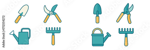 Gardening tools displayed for planting and caring for flowers and vegetables in home gardens during the spring season