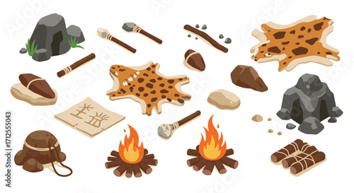 Primitive survival tools and elements in isometric design