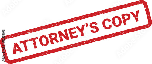 Distressed attorney's copy stamp illustration featuring textured red ink, document mark