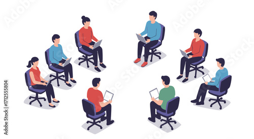 Team collaboration concept with professionals in casual attire working together