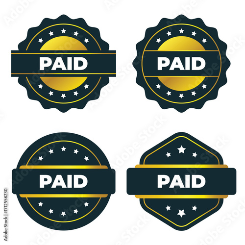 Premium Gold Paid Badges. Vector Graphics  Design Elements & Icons