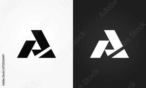 Minimalist Abstract Initial A Logo Design black and white Colors