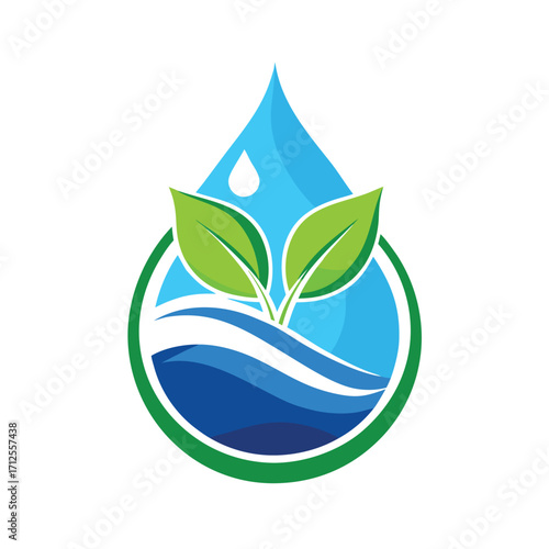 Fresh blue water drop icon representing nature and eco friendliness perfect for organic brands and sustainability themes