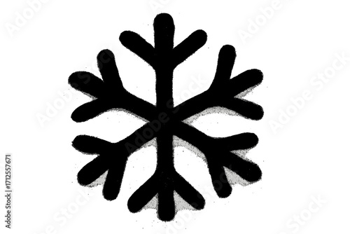 Snowflake spray textured graffiti doodle. Hand drawn abstract grunge shape. Winter snow punk icon. Stencil street art symbol. Creative bold design element. Vector illustration.